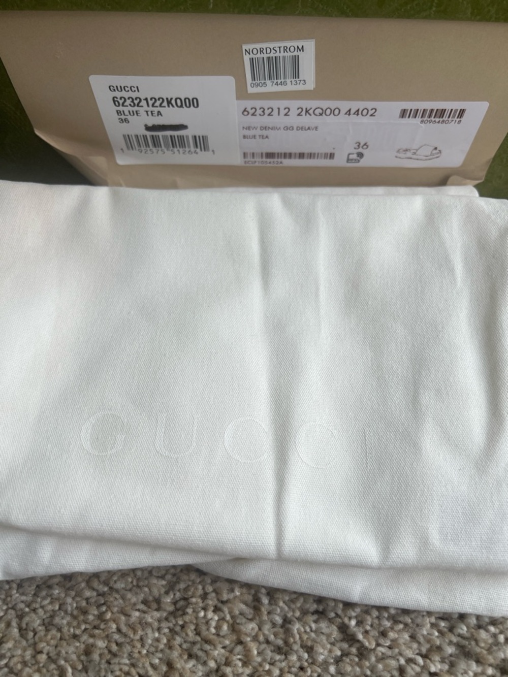 Gucci Angelina Denim GG Logo Platform Slide Sandals - Blue/Brown NIB - Picture 9 of 11